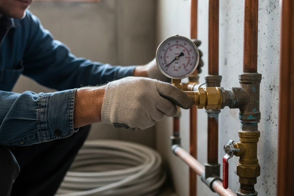 Pressure testing a repaired line during Water Line Repair in Cobalt